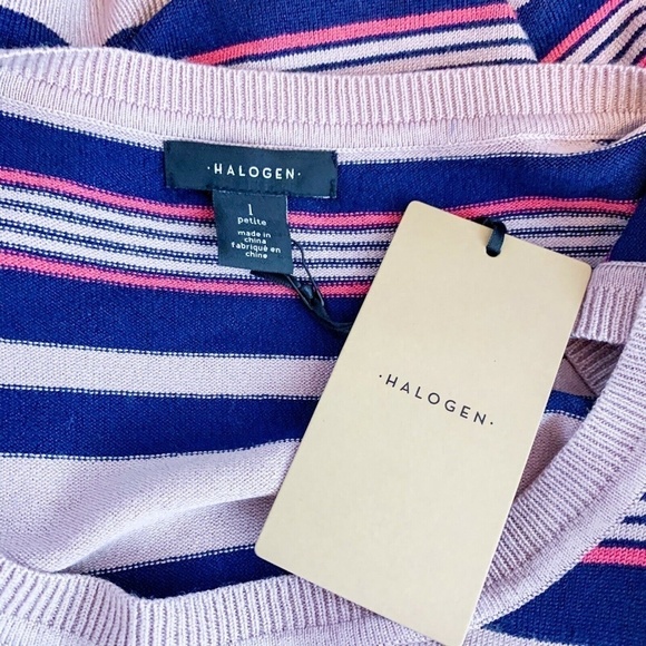 Halogen Pink Navy Stripe Knit Tank Top NWT - Picture 5 of 7